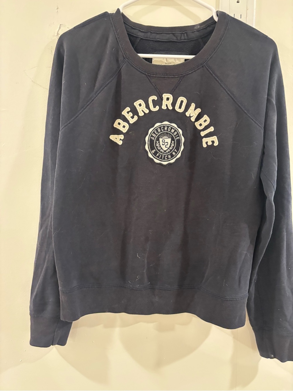 Abercrombie & Fitch Navy Crewneck with Embroidered Logo